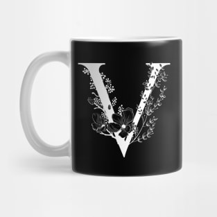 Letter V Monogram - Floral Initial Mug